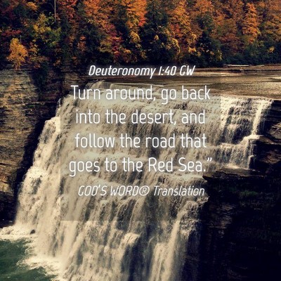 Picture 04 - Deuteronomy 1:40 GW - Turn around, go back into the desert, and follow - Bible Verse Picture