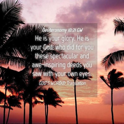 Picture 04 - Deuteronomy 10:21 GW - He is your glory. He is your God, who did for you - Bible Verse Picture