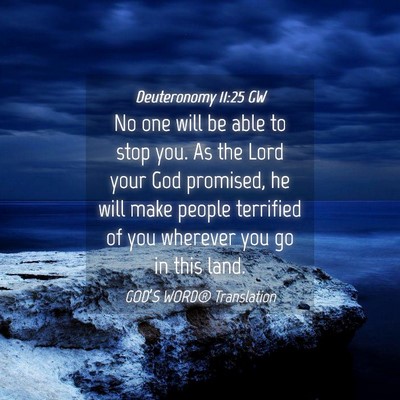 Picture 04 - Deuteronomy 11:25 GW - No one will be able to stop you. As the Lord your - Bible Verse Picture