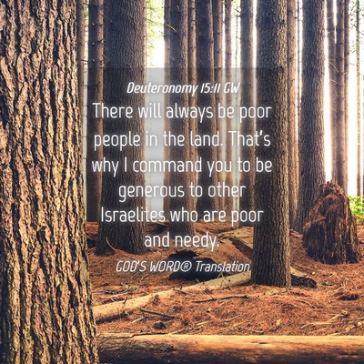 Picture 04 - Deuteronomy 15:11 GW - There will always be poor people in the land. - Bible Verse Picture