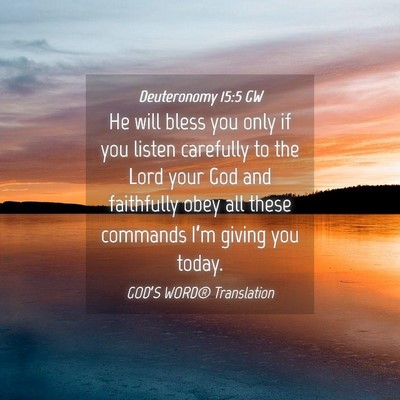 Picture 04 - Deuteronomy 15:5 GW - He will bless you only if you listen carefully to - Bible Verse Picture