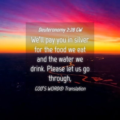 Picture 04 - Deuteronomy 2:28 GW - We’ll pay you in silver for the food we eat and - Bible Verse Picture