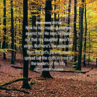 Picture 04 - Deuteronomy 22:17 GW - Now he has made up charges against her. He says - Bible Verse Picture