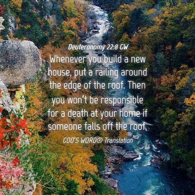 Picture 04 - Deuteronomy 22:8 GW - Whenever you build a new house, put a railing - Bible Verse Picture