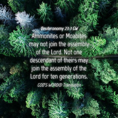 Picture 04 - Deuteronomy 23:3 GW - Ammonites or Moabites may not join the assembly - Bible Verse Picture