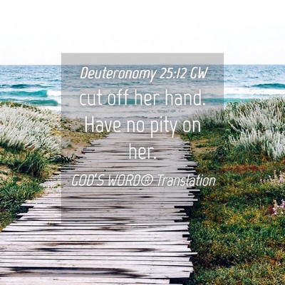 Picture 04 - Deuteronomy 25:12 GW - cut off her hand. Have no pity on - Bible Verse Picture