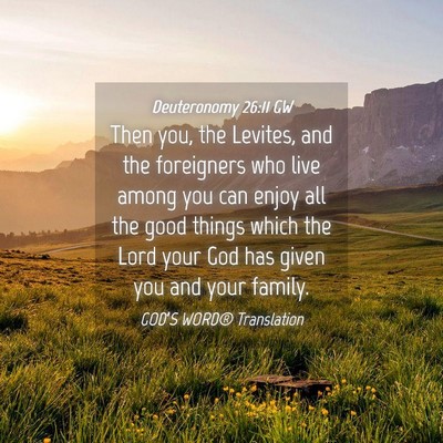 Picture 04 - Deuteronomy 26:11 GW - Then you, the Levites, and the foreigners who - Bible Verse Picture