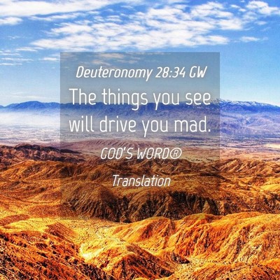 Picture 04 - Deuteronomy 28:34 GW - The things you see will drive you - Bible Verse Picture