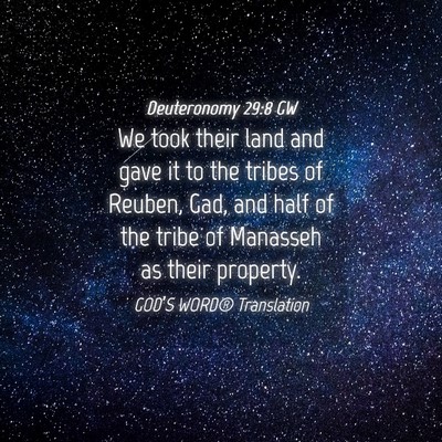 Picture 04 - Deuteronomy 29:8 GW - We took their land and gave it to the tribes of - Bible Verse Picture