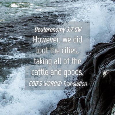 Picture 04 - Deuteronomy 3:7 GW - However, we did loot the cities, taking all of - Bible Verse Picture