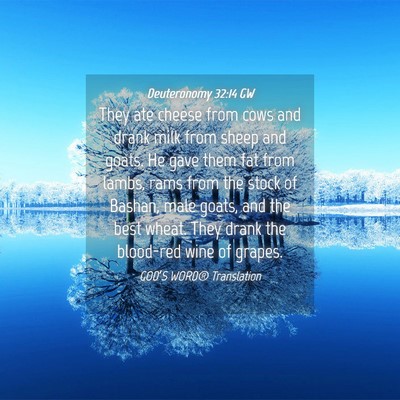 Picture 04 - Deuteronomy 32:14 GW - They ate cheese from cows and drank milk from - Bible Verse Picture