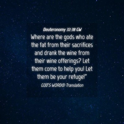 Picture 04 - Deuteronomy 32:38 GW - Where are the gods who ate the fat from their - Bible Verse Picture