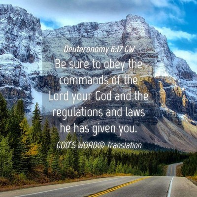 Picture 04 - Deuteronomy 6:17 GW - Be sure to obey the commands of the Lord your God - Bible Verse Picture