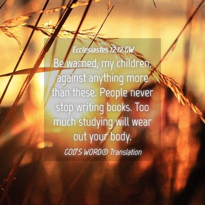 Picture 04 - Ecclesiastes 12:12 GW - Be warned, my children, against anything more - Bible Verse Picture