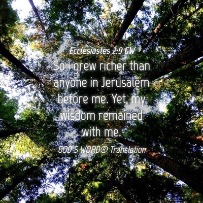 Picture 04 - Ecclesiastes 2:9 GW - So I grew richer than anyone in Jerusalem before - Bible Verse Picture