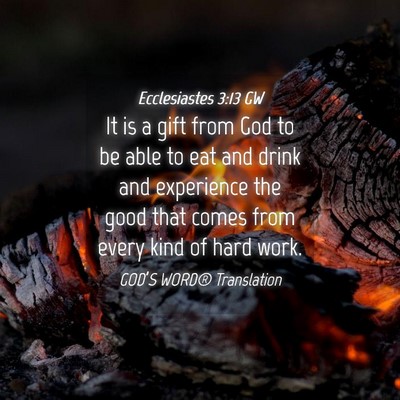 Picture 04 - Ecclesiastes 3:13 GW - It is a gift from God to be able to eat and drink - Bible Verse Picture