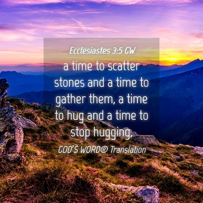 Picture 04 - Ecclesiastes 3:5 GW - a time to scatter stones and a time to gather - Bible Verse Picture