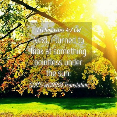 Picture 04 - Ecclesiastes 4:7 GW - Next, I turned to look at something pointless - Bible Verse Picture