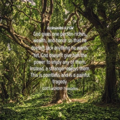 Picture 04 - Ecclesiastes 6:2 GW - God gives one person riches, wealth, and honor so - Bible Verse Picture
