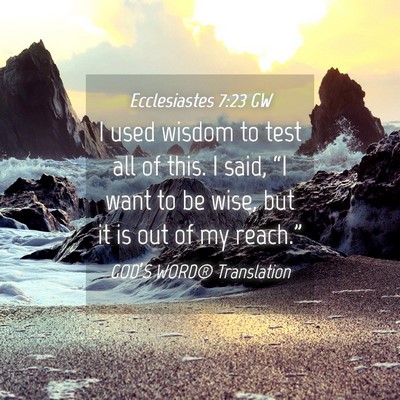Picture 04 - Ecclesiastes 7:23 GW - I used wisdom to test all of this. I said, “I - Bible Verse Picture