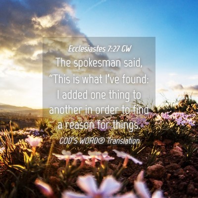 Picture 04 - Ecclesiastes 7:27 GW - The spokesman said, “This is what I’ve found: - Bible Verse Picture