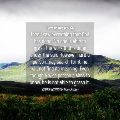 Picture 04 - Ecclesiastes 8:17 GW - then I saw everything that God has done. No one - Bible Verse Picture