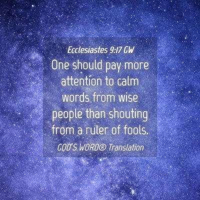 Picture 04 - Ecclesiastes 9:17 GW - One should pay more attention to calm words from - Bible Verse Picture