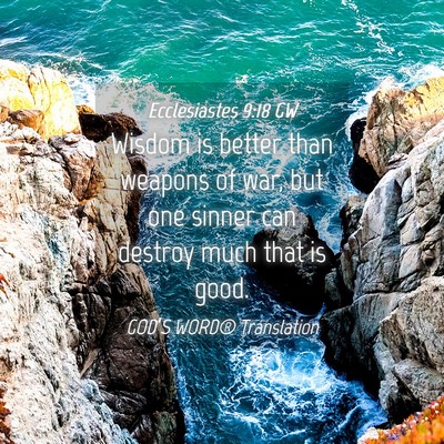 Picture 04 - Ecclesiastes 9:18 GW - Wisdom is better than weapons of war, but one - Bible Verse Picture