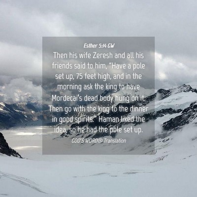 Picture 04 - Esther 5:14 GW - Then his wife Zeresh and all his friends said to - Bible Verse Picture