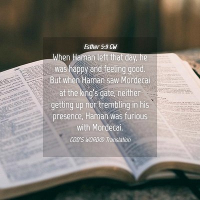 Picture 04 - Esther 5:9 GW - When Haman left that day, he was happy and - Bible Verse Picture