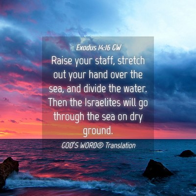 Picture 04 - Exodus 14:16 GW - Raise your staff, stretch out your hand over the - Bible Verse Picture