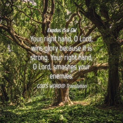 Picture 04 - Exodus 15:6 GW - Your right hand, O Lord, wins glory because it is - Bible Verse Picture