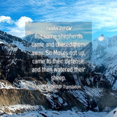 Picture 04 - Exodus 2:17 GW - But some shepherds came and chased them away. So - Bible Verse Picture