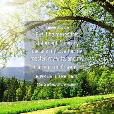 Picture 04 - Exodus 21:5 GW - But if he makes this statement: ‘I hereby - Bible Verse Picture