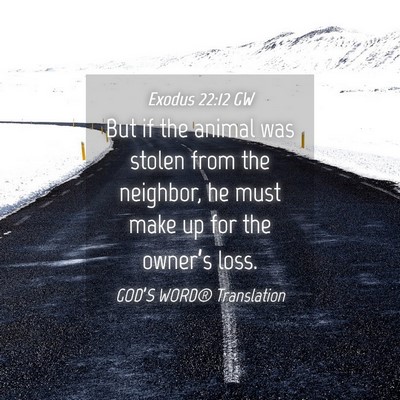 Picture 04 - Exodus 22:12 GW - But if the animal was stolen from the neighbor, - Bible Verse Picture