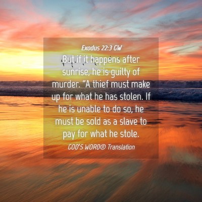 Picture 04 - Exodus 22:3 GW - But if it happens after sunrise, he is guilty of - Bible Verse Picture