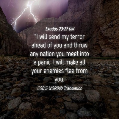 Picture 04 - Exodus 23:27 GW - “I will send my terror ahead of you and throw - Bible Verse Picture