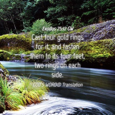 Picture 04 - Exodus 25:12 GW - Cast four gold rings for it, and fasten them to - Bible Verse Picture