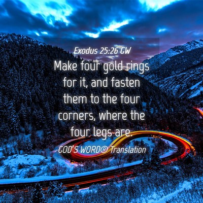 Picture 04 - Exodus 25:26 GW - Make four gold rings for it, and fasten them to - Bible Verse Picture