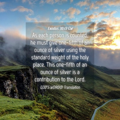 Picture 04 - Exodus 30:13 GW - As each person is counted, he must give one-fifth - Bible Verse Picture
