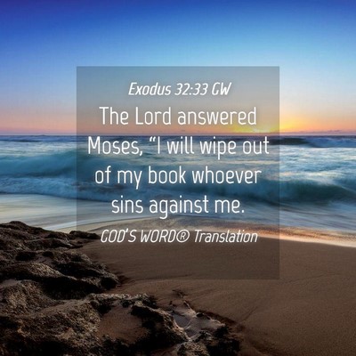 Picture 04 - Exodus 32:33 GW - The Lord answered Moses, “I will wipe out of my - Bible Verse Picture