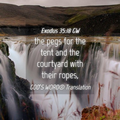 Picture 04 - Exodus 35:18 GW - the pegs for the tent and the courtyard with - Bible Verse Picture