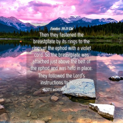 Picture 04 - Exodus 39:21 GW - Then they fastened the breastplate by its rings - Bible Verse Picture