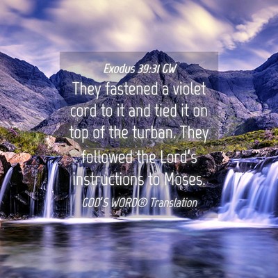 Picture 04 - Exodus 39:31 GW - They fastened a violet cord to it and tied it on - Bible Verse Picture