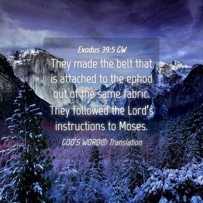 Picture 04 - Exodus 39:5 GW - They made the belt that is attached to the ephod - Bible Verse Picture