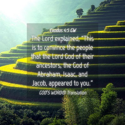 Picture 04 - Exodus 4:5 GW - The Lord explained, “This is to convince the - Bible Verse Picture