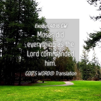 Picture 04 - Exodus 40:16 GW - Moses did everything as the Lord commanded - Bible Verse Picture