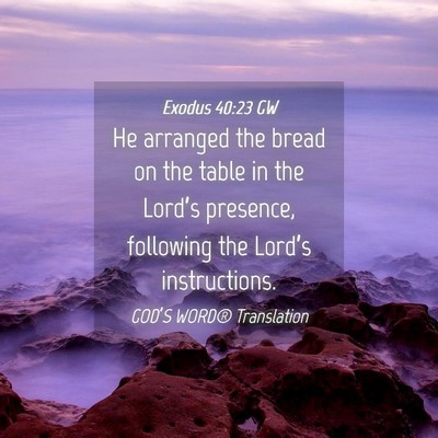 Picture 04 - Exodus 40:23 GW - He arranged the bread on the table in the - Bible Verse Picture