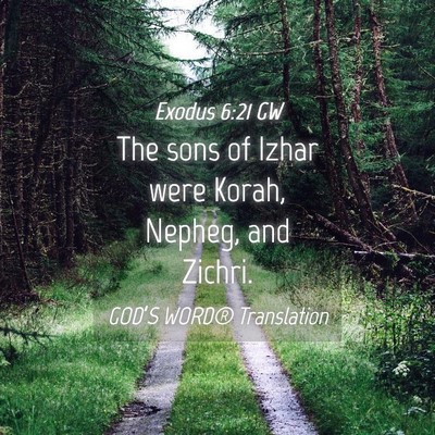 Picture 04 - Exodus 6:21 GW - The sons of Izhar were Korah, Nepheg, and - Bible Verse Picture