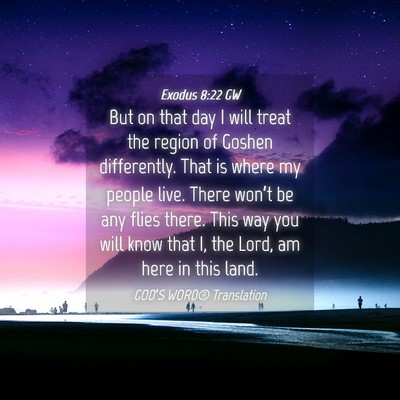 Picture 04 - Exodus 8:22 GW - But on that day I will treat the region of Goshen - Bible Verse Picture